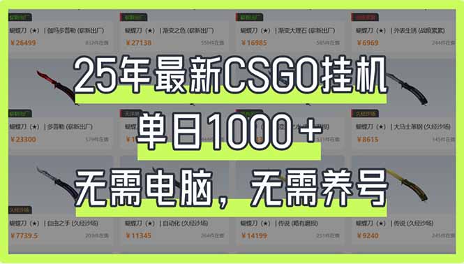 (14178期)25年最新CSGO挂机系统,单日1000+,无需电脑,无需养号,0基础可上手-轻创终点站